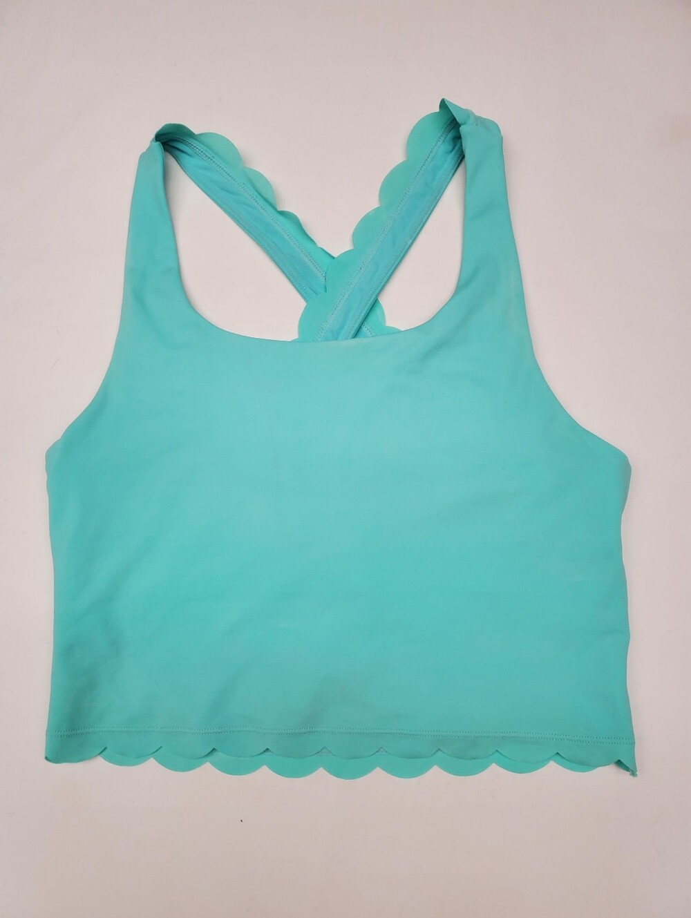 KIAVA Scallop Edge Crossback Swim Crop Top Bikini Top Mint Aqua